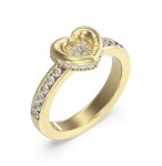 Guess Pôvabný pozlátený prsteň Srdce s kryštálmi LOVE JUBR05464JWYG 56 mm