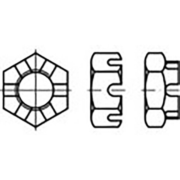 TOOLCRAFT TO-6861207 matice korunkové M12 DIN 937 ocel 100 ks; TO-6861207