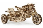 Ugears 3D drevené mechanické puzzle UGR-10 Motorka (scrambler) s vozíkom