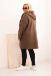 Dámska bunda Plus Size s kapucňou a vreckami camel UNI