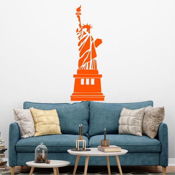Veselá Stena Samolepka Socha slobody Farba: oranžová, Veľkosť: 60 x 22 cm