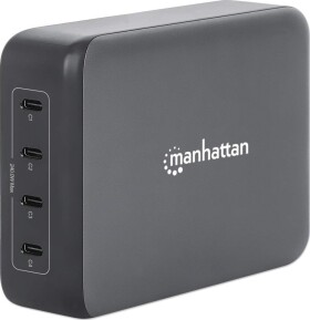 Manhattan MANHATTAN 4-Port GaN USB Power Delivery-Ladestation PD 3.1 Vier USB-C PD-Ports mit bis zu 140W pro Port 240 W Gesamtleistung schwarz