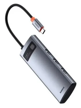 Baseus Metal Gleam Series Space Grey / Dokovacia stanica / 7v1 / HDMI 4K/60Hz / 3x USB 3.0 / PD 100W / SD/TF (6932172682750)