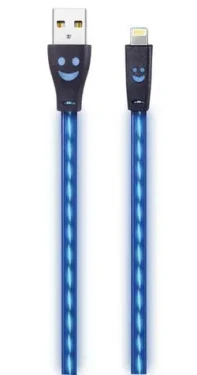 2GO modrá / Nabíjací a dátový kábel / USB - Lightning / LED podsvietenie / 1 m (795536)