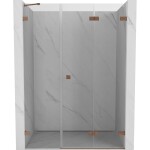 MEXEN/S - Lunar-F skladacie sprchové dvere pravé 130, transparent, meď kartáčovaná 836S-130-050-65-00-P