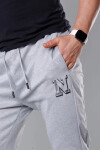 Světle šedé pánské teplákové kalhoty s potiskem model 18347910 šedá XXL - J.STYLE