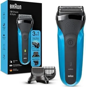 Braun Series 3 310BT modro-čierna / Planžetový holiaci strojček / WetDry / vodeodolný / 6 nástavcov (8700216735940)