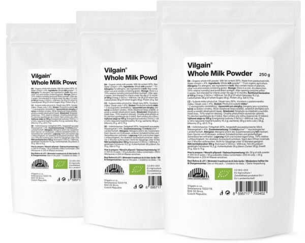 Vilgain Sušené mlieko plnotučné BIO – 3× 250 g