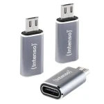 INTENSO C480M antracitová / Adaptér USB-C na microUSB / Hliníkové telo / 3 ks / USB 2.0 (7600213)