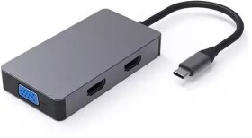 Extra Digital Adapteris USB Type-C - 2x HDMI, 1x VGA, 1x USB Type-A, 1x USB Type-C PD60W
