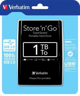 Verbatim Store #39;n#39; Go USB 3.0 1TB čierna / Externý HDD / 2.5/ USB 3.0 / 5 400 ot-min (53023)