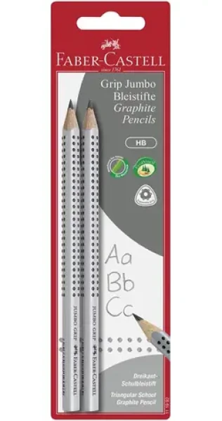 Faber-Castell Jumbo Grip Grafitová ceruzka - HB strieborná 2 ks (111992)