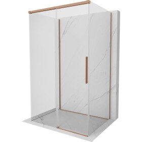 MEXEN/S - Rox-3S sprchovací kút 3 stenný, posuvný 150 x 70, transparent, meď kartáčovaná 8C2-150-070-65-00-3S