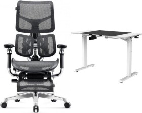 Diablo Chairs BRAVE Fotel biurowy ergonomiczny V-KINETIC czarny + EGON 1100 Białe 110 cmx60 cm