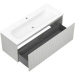 MEXEN/S - Rivel kúpeľňová skrinka 120 cm s umývadlom Vela, 1 šuplík, reliéf, šedá mat/biela mat 91A20-12047-1-BF62-W23M01