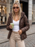 Dámska prechodná bunda s kapucňou, hnedá, FashionStreet TY5772 XXL