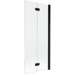 MEXEN - MIST vaňová zástena 80x150 cm 6mm 2-s, čierna, číra, pravá 8A9-080-002-70-00-P