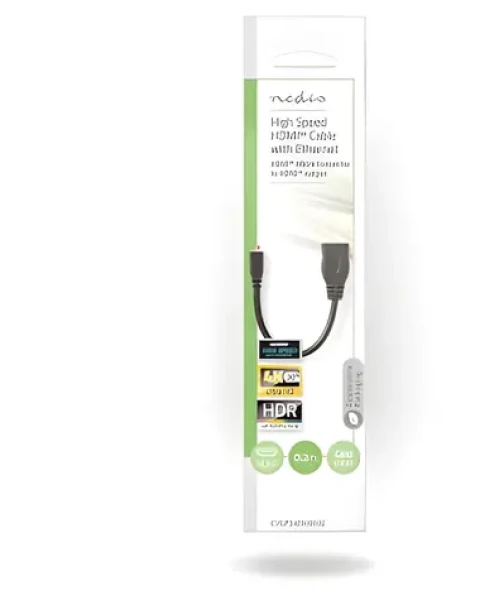 Nedis Micro HDMI 0,2 m čierna / Kábel HDMI / Micro HDMI - HDMI / 4K 30Hz / 10,2 Gbps / Ethernet (CVGP34790BK02)