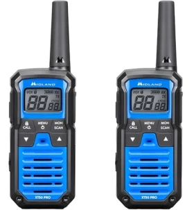 Midland XT50 PRO modrá / Vysielačka / Sada 2 ks / 84 kanálov / VOX / IPX2 / PMR 446 MHz (100002141494)