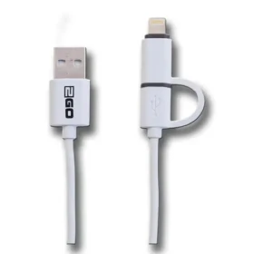 2GO 2v1 biela / Dátový a nabíjací kábel / USB-A na Micro-USB + Lightning / 1 m (795637)