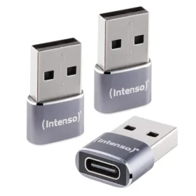INTENSO C480A antracitová / Adaptér USB-C na USB-A / Hliníkové telo / 3 ks / USB 2.0 (7600013)