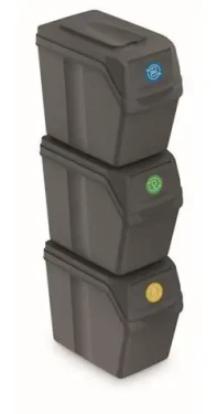 Prosperplast SORTIBOX 3 x 20 l šedý kameň / Odpadkový kôš / Plast / 23,2 x 39,5 x 33,3 cm (ISWB20S3-405U)