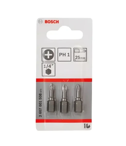 BOSCH Skrutkovacie bity Extra Hard PH1 / Sada bitov / 25 mm / 3 ks (2607001508)