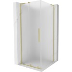 MEXEN/S - Velar L sprchovací kút, posuvné dvere 120 x 120, dekor, zlato kartáčovaná 871-120-120-33-55
