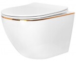 REA/S - SET závesné WC Carlo Flat Mini Gold Edge Rimless + Bidet Carlo Mini REA-C1222 + REA-C2276