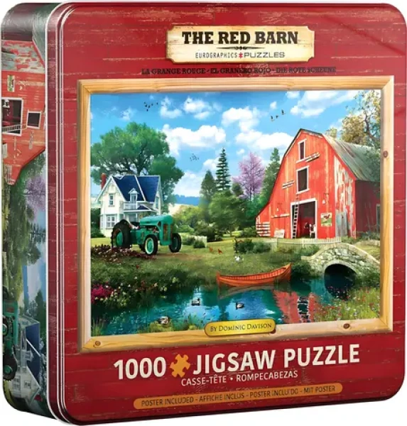 EUROGRAPHICS Puzzle Červená stodola v plechové krabičce