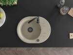 MEXEN/S MEXEN/S - Kevin granitový drez 1 s odkvapkávačom 586 x 458 mm, béžová, + čierny sifón 6517581005-69-B