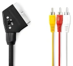 Nedis SCART - 3x RCA kábel čierna / Kábel / prepínateľný / 480p / 2 m (CVGL31130BK20)