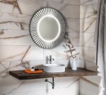 SAPHO - PRIDE STRIP guľaté zrkadlo s LED osvetlením v ráme, priemer 75cm, strieborná PD752