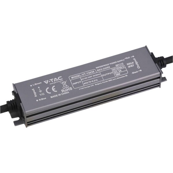 V-TAC VT-13036 napájací zdroj pre LED konštantné napätie 36 W 3 A 12 V/DC bez možnosti stmievania; 24262