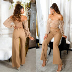 Sexy flarred pants with cut-outs KHAKI Einheitsgroesse