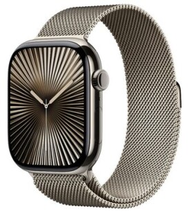 Apple Watch Series 10 GPS+Cellular 46mm Prírodné titánové telo - Prírodný milánsky ťah (S/M) / 130-180 mm (MC7Q4)