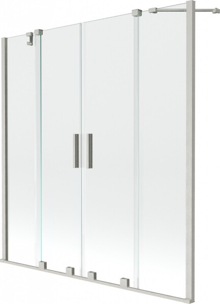 MEXEN/S - Velar Duo dvojkrídlová posuvná vaňová zástena 150 x 150, transparent, nikel kartáčovaný 896-150-000-02-97