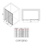CERANO - Sprchové posuvné dvere Lantono - ľavá - 8 mm - Soft-Close - čierna matná, mliečne sklo - 100x195 CER-662608