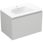 MEXEN/S - Rivel kúpeľňová skrinka 70 cm s umývadlom Vela, 1 šuplík, reliéf, sivá mat/biela mat 91A20-07047-1-BF62-W23M01