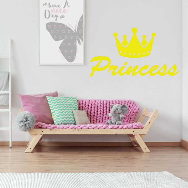Veselá Stena Samolepka Princess Farba: žlutá, Veľkosť: 40 x 23 cm