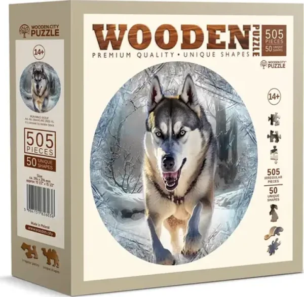 Wooden City Drevené puzzle Bežiaci vlk 505 dielikov