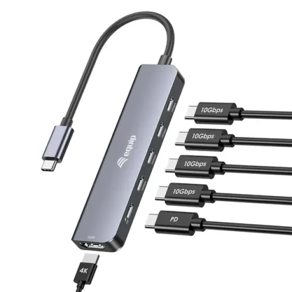 Equip 133499 / Adaptér USB-C / HDMI 4K 60Hz / 4× USB-C 3.2 Gen2 / PD 100W / 0,25m (133499)