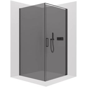 CERANO - Sprchovací kút Porte Ľ/P - 8 mm - čierna matná, grafitové sklo - 80x100x195 - otočný CER-8050BD7488