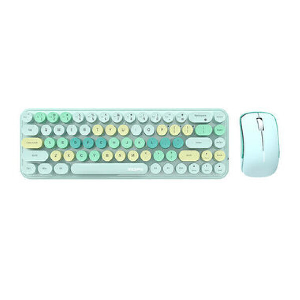 MOFII Bean 2.4G zelená / Set bezdrôtovej klávesnice + myši / US layout / 2.4Ghz USB dongle / 1200DPI (SMK-676367AG Green)