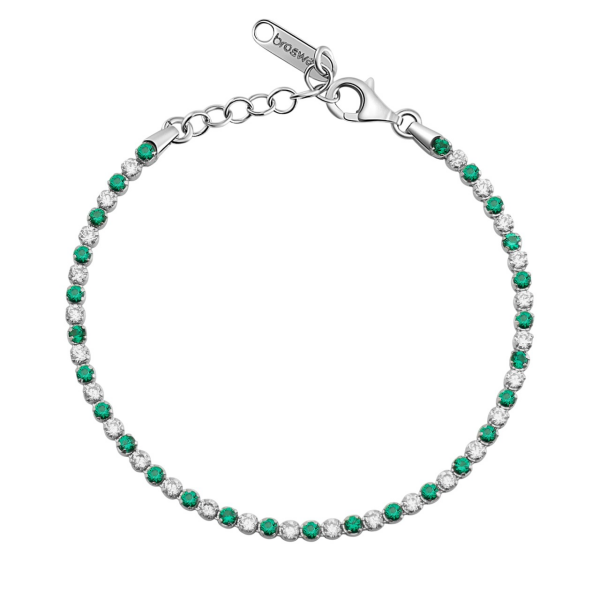 Brosway Trblietavý tenisový náramok s kubickými zirkónmi Fancy Life Green FLG127