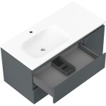 MEXEN/S - Orio kúpeľňová skrinka 100 cm s umývadlom Vela ľavá, 2S, 1D, grafit mat/biela mat 91A13-10047-3-BBFFF66-W23L01