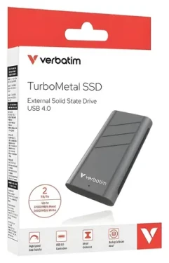 Verbatim TurboMetal 2TB strieborná / Externý SSD disk / USB4 Type-C / R: 3700 MB/s / W: 3600 MB/s
