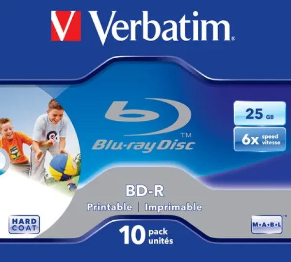 Verbatim 10ks Blu-Ray BD- R / Optický disk / 25GB / 6x / Printable / Jewel (43713)