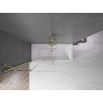 MEXEN/S - Velar Dvojkrídlová posuvná vaňová zástena 100 x 150, transparent, zlatá kartáčovaná 896-100-000-01-55