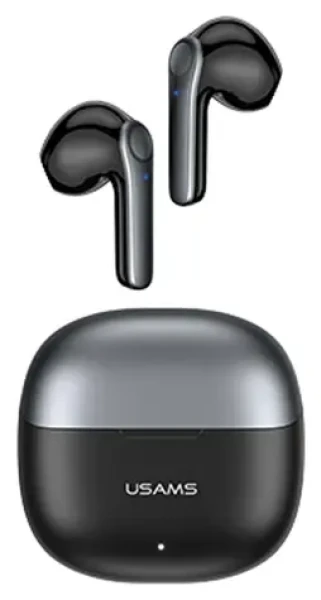 USAMS BHUXH01 čierna / TWS bezdrôtové slúchadlá / Bluetooth 5.1 / ANC / dual mikrofón / bezdrôtové nabíjanie (BHUXH01)